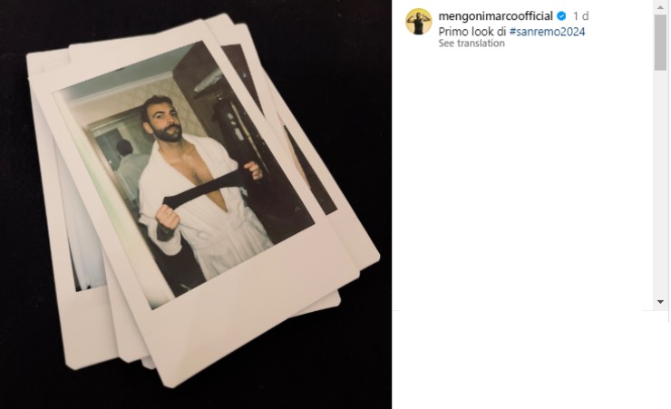 Il post di Marco Mengoni sui social